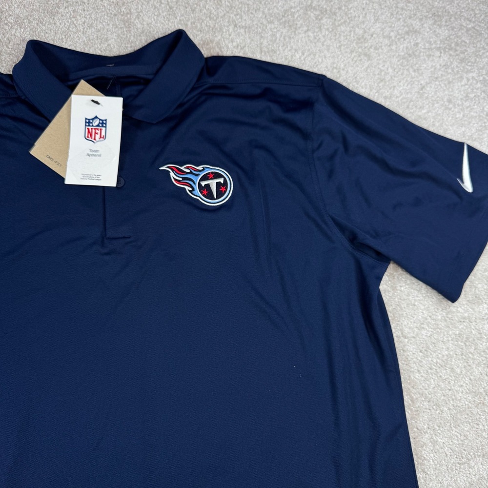 Nike Tennessee Titans NFL Dri-FIT Polo Shirt Navy Blue Mens XL New